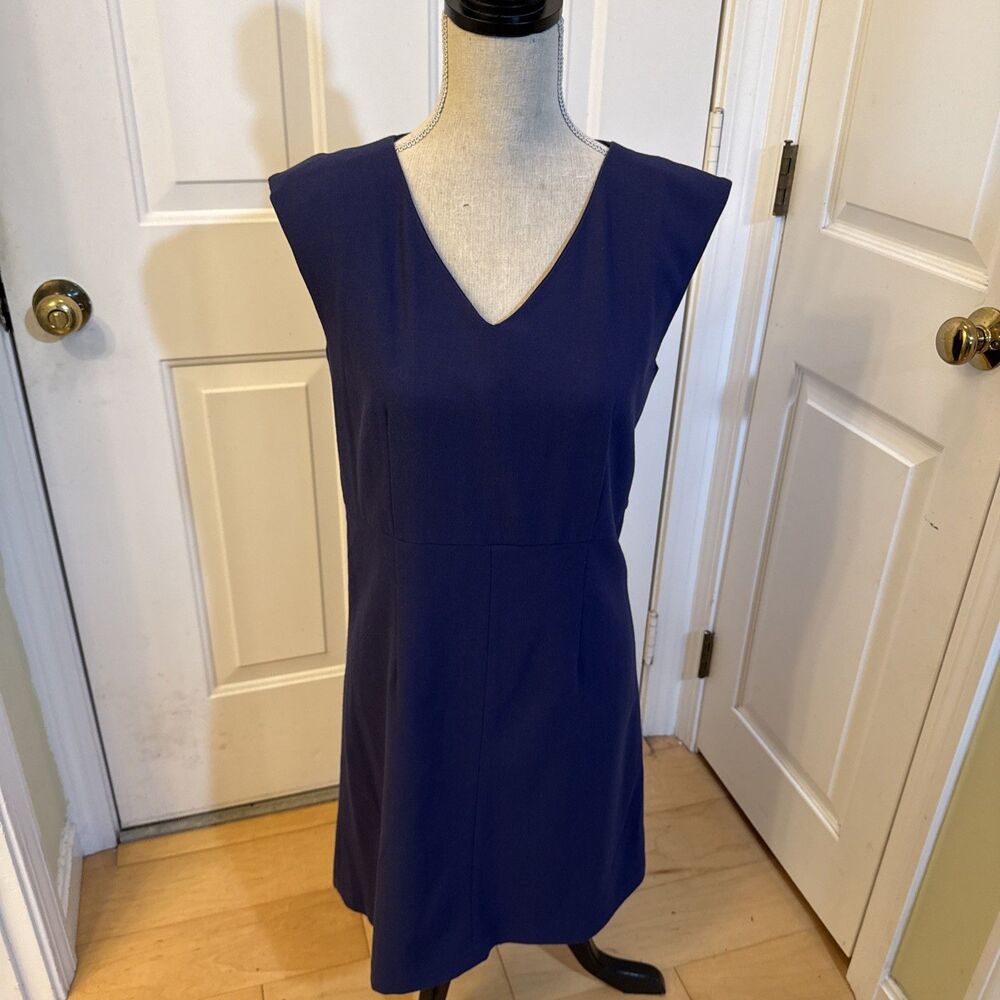 BLUE SHIFT Garnet Hill Dark Purplish Blue Sleeveless Knee Length Dress Size 4